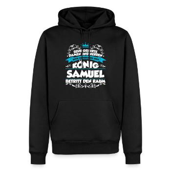 Samuel Name Design - Männer Premium Bio Hoodie - Schwarz - Vorne - Nico (187cm)