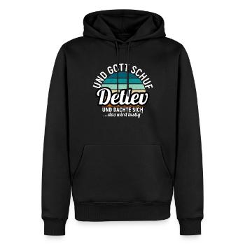 Dierk - Männer Premium Bio Hoodie - Schwarz - Vorne - Nico (187cm)