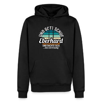 Eckart - Männer Premium Bio Hoodie - Schwarz - Vorne - Nico (187cm)
