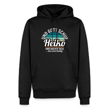 Heiko - Männer Premium Bio Hoodie - Schwarz - Vorne - Nico (187cm)