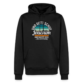 Joachim - Männer Premium Bio Hoodie - Schwarz - Vorne - Nico (187cm)
