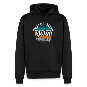 John - Männer Premium Bio Hoodie - Schwarz - Vorne - Nico (187cm)
