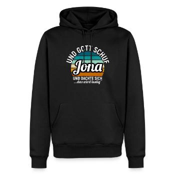 Jona - Männer Premium Bio Hoodie - Schwarz - Vorne - Nico (187cm)