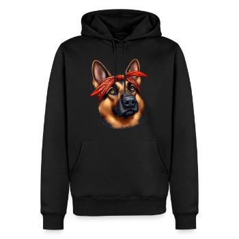 Berger Allemand Le Rappeur - Sweat à capuche Premium bio Homme - noir - Devant - Nico (187cm)