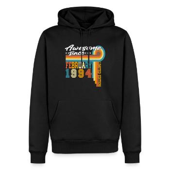 Februar 1994 Jahrgang Geburtstag Retro Geschenk - Männer Premium Bio Hoodie - Schwarz - Vorne - Nico (187cm)