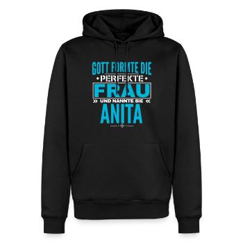 Anita Name Design - Männer Premium Bio Hoodie - Schwarz - Vorne - Nico (187cm)