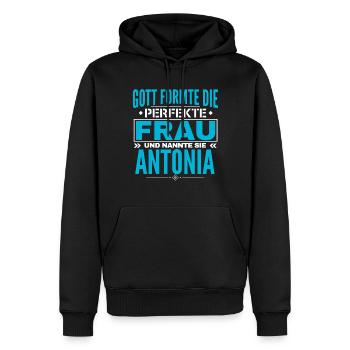 Antonia Name Design - Männer Premium Bio Hoodie - Schwarz - Vorne - Nico (187cm)