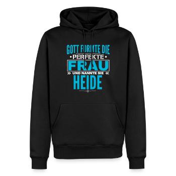 Heide Name Design - Männer Premium Bio Hoodie - Schwarz - Vorne - Nico (187cm)