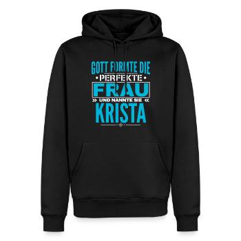 Krista Name Design - Männer Premium Bio Hoodie - Schwarz - Vorne - Nico (187cm)