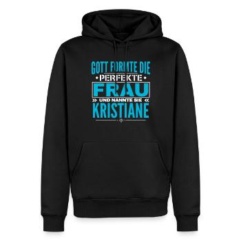 Kristiane Name Design - Männer Premium Bio Hoodie - Schwarz - Vorne - Nico (187cm)