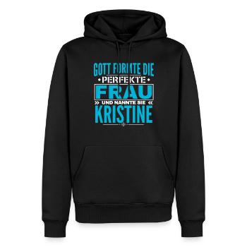 Kristine Name Design - Männer Premium Bio Hoodie - Schwarz - Vorne - Nico (187cm)