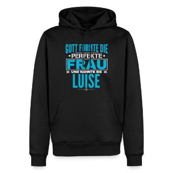 Luise Name Design - Männer Premium Bio Hoodie - Schwarz - Vorne - Nico (187cm)