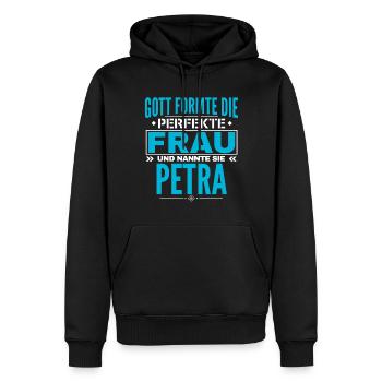 Petra Nom Design - Sweat à capuche Premium bio Homme - noir - Devant - Nico (187cm)