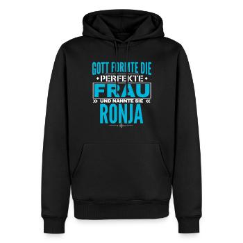 Ronja Name Design - Männer Premium Bio Hoodie - Schwarz - Vorne - Nico (187cm)