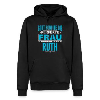 Conception du nom Ruth - Sweat à capuche Premium bio Homme - noir - Devant - Nico (187cm)