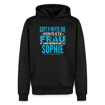 Sophie Name Design - Männer Premium Bio Hoodie - Schwarz - Vorne - Nico (187cm)