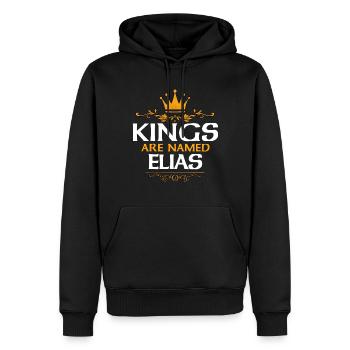 Elias - Sweat à capuche Premium bio Homme - noir - Devant - Nico (187cm)