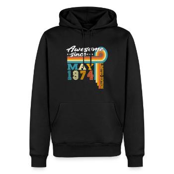 May 1974 Vintage Birthday Vintage Retro - Men’s Premium Organic Hoodie - black - Front - Nico (187cm)