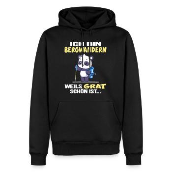 Bergwandern Hüttentour servus alpin Gipfel-Grat - Männer Premium Bio Hoodie - Schwarz - Vorne - Nico (187cm)