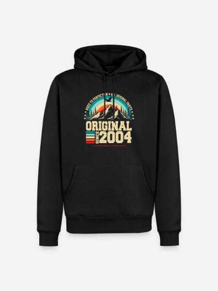 Jahrgang 2004 geboren Vintage Geburtstag Geschenk - Männer Premium Bio Hoodie - Schwarz