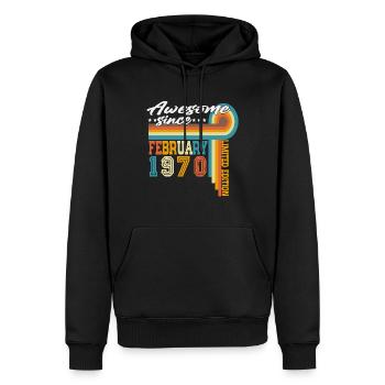 Février 1970 Vintage Born Anniversaire Rétro - Sweat à capuche Premium bio Homme - noir - Devant - Nico (187cm)