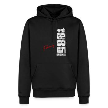 Février 1985 Vintage Né Anniversaire Rétro - Sweat à capuche Premium bio Homme - noir - Devant - Nico (187cm)