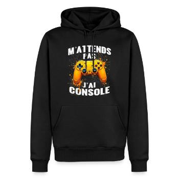 Console jeux vidéo gamer passionné gaming humour - Sweat à capuche Premium bio Homme - noir - Devant - Nico (187cm)