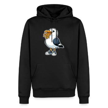 Mouette Drôle Avec Frites Et Baskets - Sweat à capuche Premium bio Homme - noir - Devant - Nico (187cm)