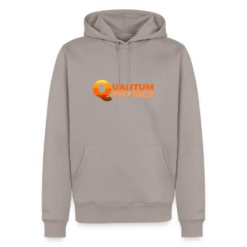 Quantum Physics - Men’s Premium Organic Hoodie - taupe - Front - Nico (187cm)