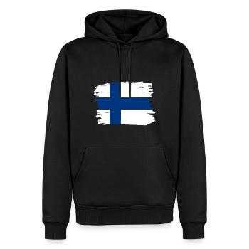 Drapeau finlandais Suomi drapeau finlandais look usé - Sweat à capuche Premium bio Homme - noir - Devant - Nico (187cm)