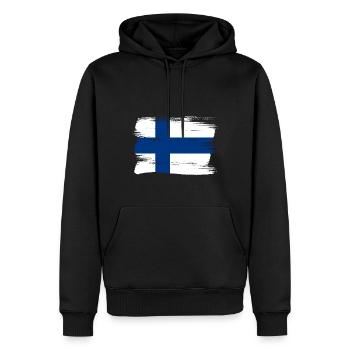 Finnland Flagge Suomi Finnische Fahne Used Look - Männer Premium Bio Hoodie - Schwarz - Vorne - Nico (187cm)