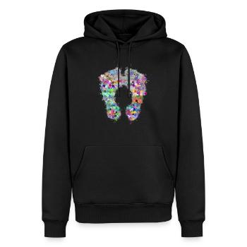 Füsse Fußabdrücke hell glühend - Männer Premium Bio Hoodie - Schwarz - Vorne - Nico (187cm)
