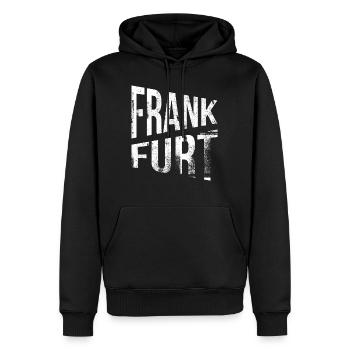 Frankfurt - Männer Premium Bio Hoodie - Schwarz - Vorne - Nico (187cm)
