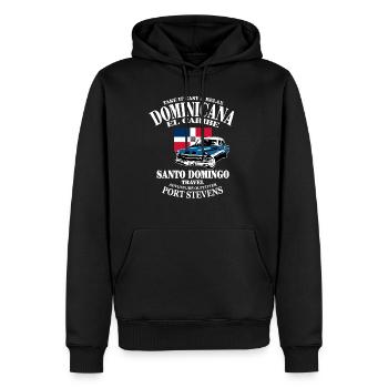 Dominican Republic - Sweat à capuche Premium bio Homme - noir - Devant - Nico (187cm)