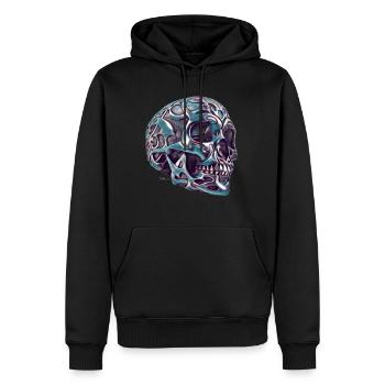 Crâne celtique - Sweat à capuche Premium bio Homme - noir - Devant - Nico (187cm)