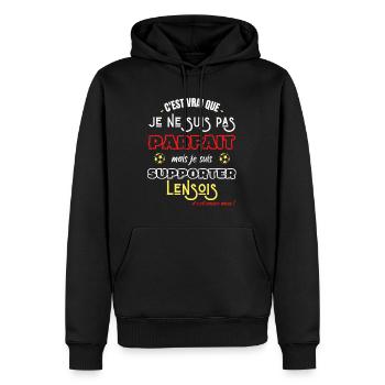 Lens football Parfait supporter Lensois Humour - Sweat à capuche Premium bio Homme - noir - Devant - Nico (187cm)