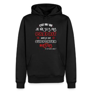 Brest football Parfait supporter Brestois Humour - Sweat à capuche Premium bio Homme - noir - Devant - Nico (187cm)