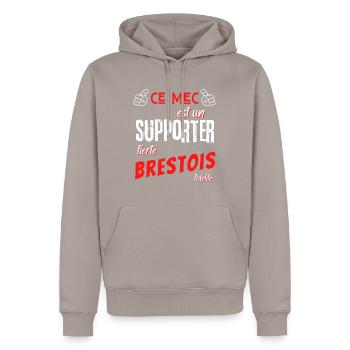 Brest Football supporter Brestois fier foot Club - Sweat à capuche Premium bio Homme - taupe - Devant - Nico (187cm)