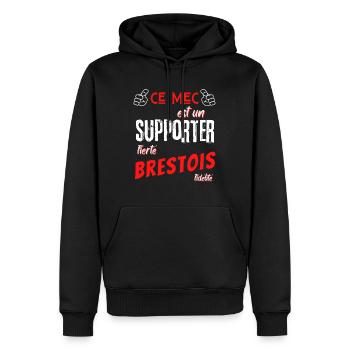 Brest Football supporter Brestois fier foot Club - Sweat à capuche Premium bio Homme - noir - Devant - Nico (187cm)