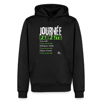 Journée parfaite de gamer jeux vidéo gaming humour - Sweat à capuche Premium bio Homme - noir - Devant - Nico (187cm)