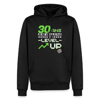 Cadeau anniversaire gamer 30 ans humour original - Sweat à capuche Premium bio Homme - noir - Devant - Nico (187cm)