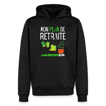 Cadeau retraité Humour jardinage retraite drôle - Sweat à capuche Premium bio Homme - noir - Devant - Nico (187cm)