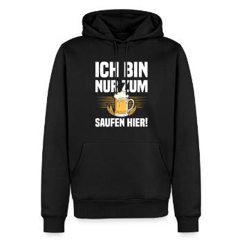 Ich Bin Nur Zum Saufen Hier - Lustiger Bier Spruch - Männer Premium Bio Hoodie - Schwarz - Vorne - Nico (187cm)