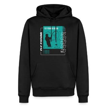Escouade de pêche à la mouche ironique dicton - Sweat à capuche Premium bio Homme - noir - Devant - Nico (187cm)