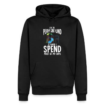 Sur le terrain de jeu, c’est là que je passe la majeure partie de mon - Sweat à capuche Premium bio Homme - noir - Devant - Nico (187cm)