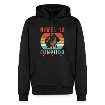 Niveau 12 complete - Sweat à capuche Premium bio Homme - noir - Devant - Nico (187cm)