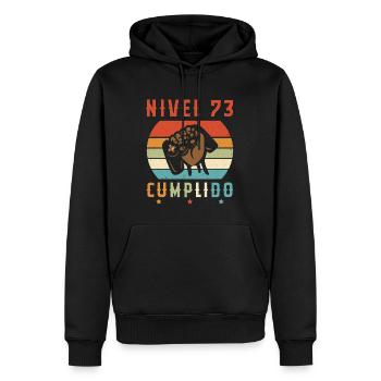 Niveau 73 complete - Sweat à capuche Premium bio Homme - noir - Devant - Nico (187cm)