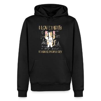 J’adore les mathématiques Ça fait pleurer math cat - Sweat à capuche Premium bio Homme - noir - Devant - Nico (187cm)