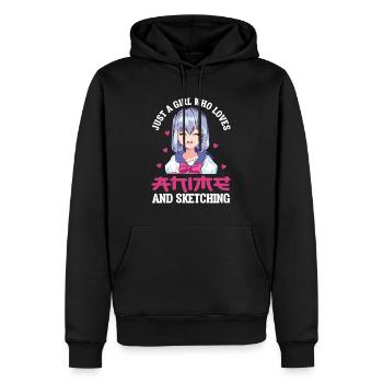 Just A Girl Who Loves Anime And Sketching Anime - Männer Premium Bio Hoodie - Schwarz - Vorne - Nico (187cm)
