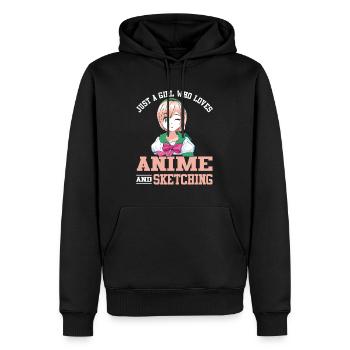 Just A Girl Who Loves Anime And Sketching Anime - Männer Premium Bio Hoodie - Schwarz - Vorne - Nico (187cm)
